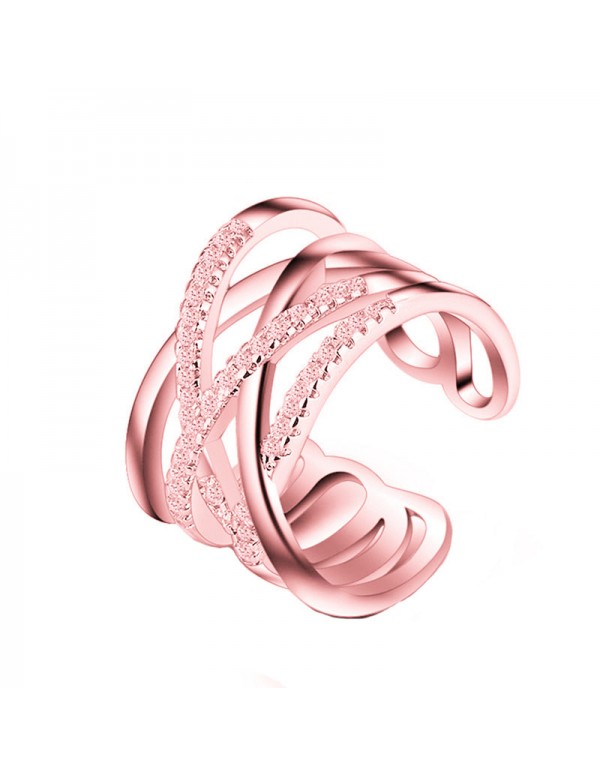 Jewels Galaxy Rose Gold Plated American Diamond Studded Contemporary Korean Finger Ring