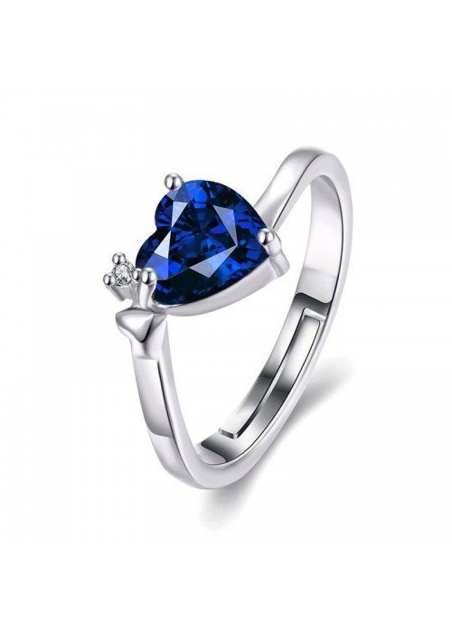 Jewels Galaxy Romantic Heart Crystal Silver Plated Splendid Ring For Women/Girls 5165