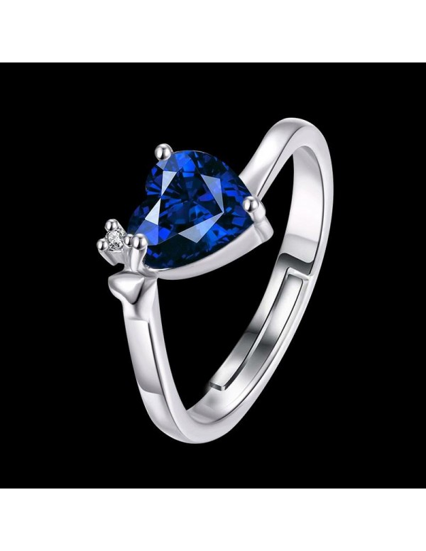 Jewels Galaxy Romantic Heart Crystal Silver Plated Splendid Ring For Women/Girls 5165