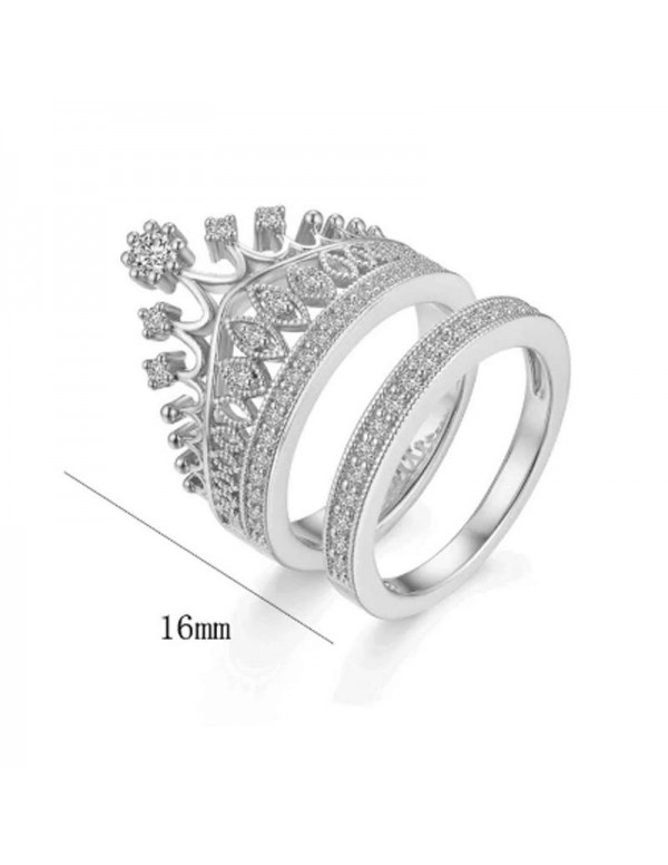 Jewels Galaxy Amazing AD Crown Inspired Silver Plated Brilliant Ring For Women/Girls 5166