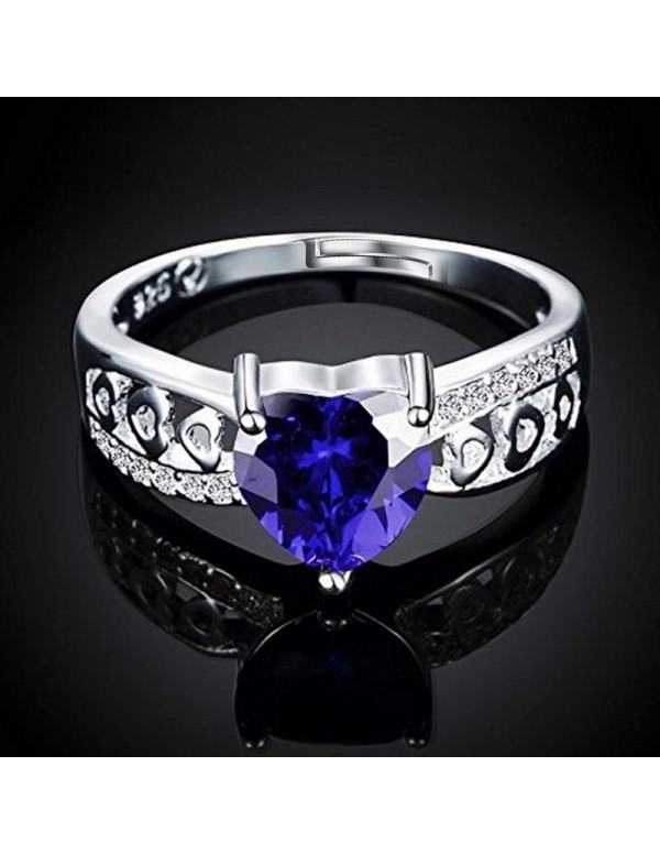 Jewels Galaxy Mesmerizing Crystal Heart Silver Plated Elegant Ring For Women/Girls 5169