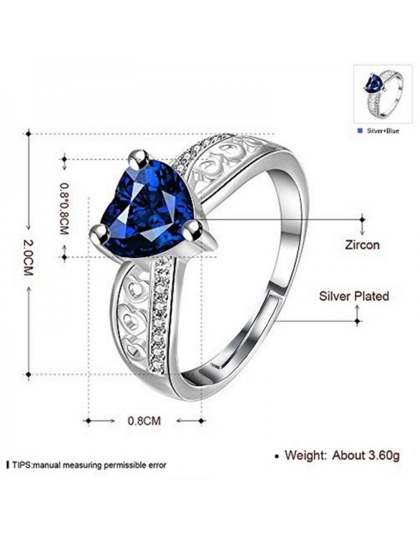 Jewels Galaxy Mesmerizing Crystal Heart Silver Plated Elegant Ring For Women/Girls 5169
