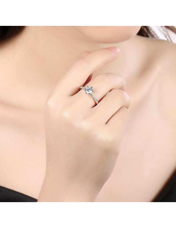 Jewels Galaxy Tantalizing Crystal & AD Silver Plated Delicate Ring For Women/Girls 5173