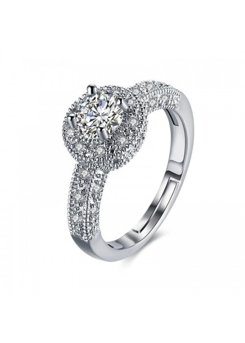 Jewels Galaxy Mesmerizing Zircon Studded Silver Plated Swanky Ring For Women/Girls 5174