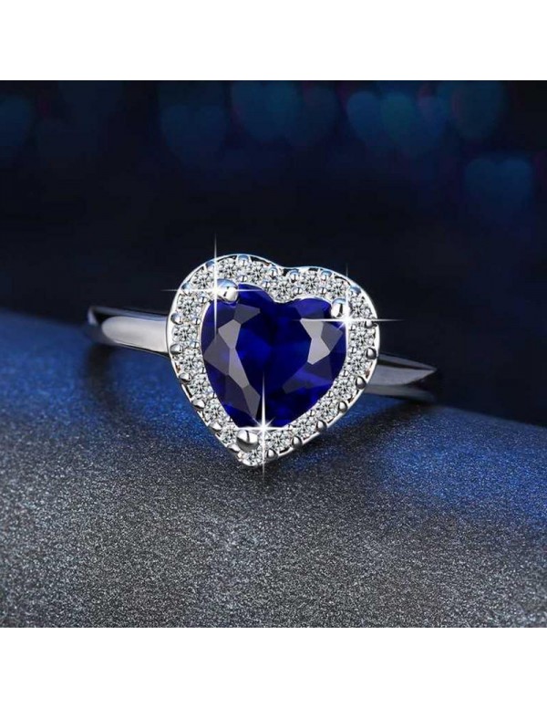 Jewels Galaxy Ravishing Heart Crystal Silver Plated Brilliant Ring For Women/Girls 5176