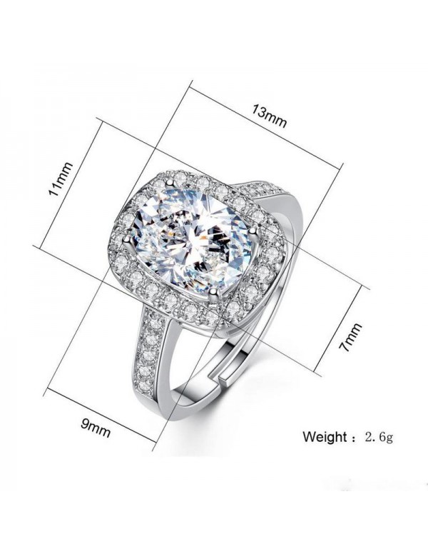 Jewels Galaxy Exquisite Crystal Silver Plated Marvelous Adjustable Rings For Women/Girls 5177