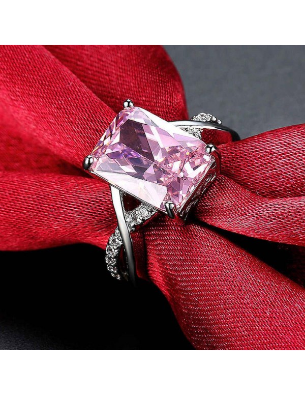 Jewels Galaxy Sparkling Crystal Silver Plated Glitzy Ring For Women/Girls 5178