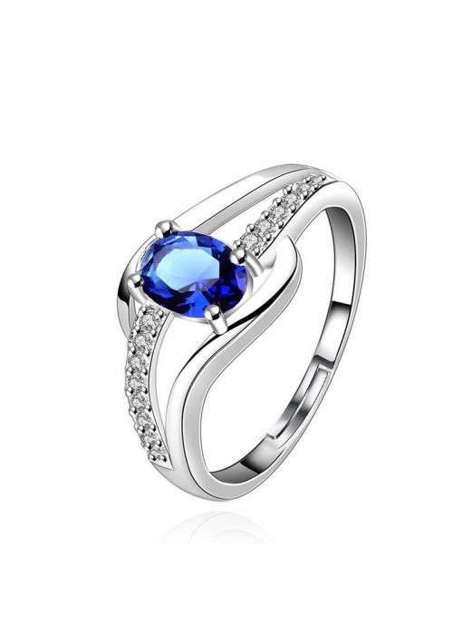 Jewels Galaxy Ravishing AD & Crystal Silver Plated Trendy Ring For Women/Girls 5180