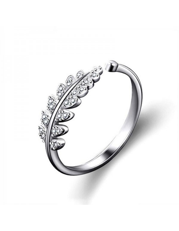 Jewels Galaxy Stylish Zircon Leaf Silver Plated Pl...