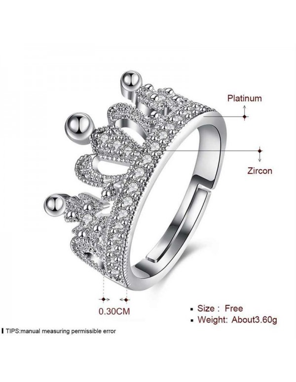 Jewels Galaxy Amazing Zircon Crown Silver Plated Swanky Adjustable Ring For Women/Girls 5183