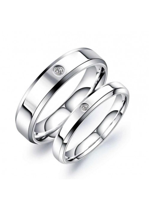 Jewels Galaxy Splendid AD Silver Plated Mesmerizing Romantic Love Couple Rings For Women/Girls 5187