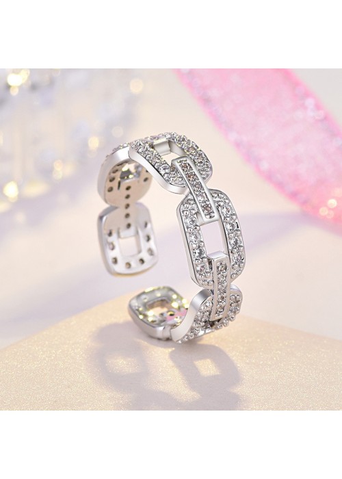 Jewels Galaxy Silver Plated American Diamond Studded Contemporary Korean Finger Ring