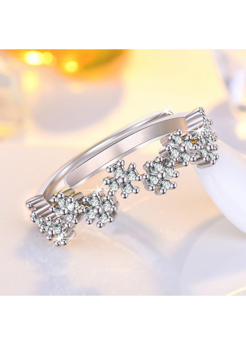 Buy Jewels Galaxy Silver Plated American Diamond Studded Anti Tarnish  Adjustable Finger Ring online
