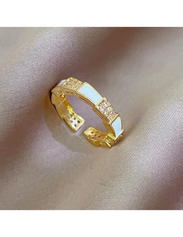 Jewels Galaxy Gold Plated Crystal Studded Contemporary Anti Tarnish Adjustable Finger Ring