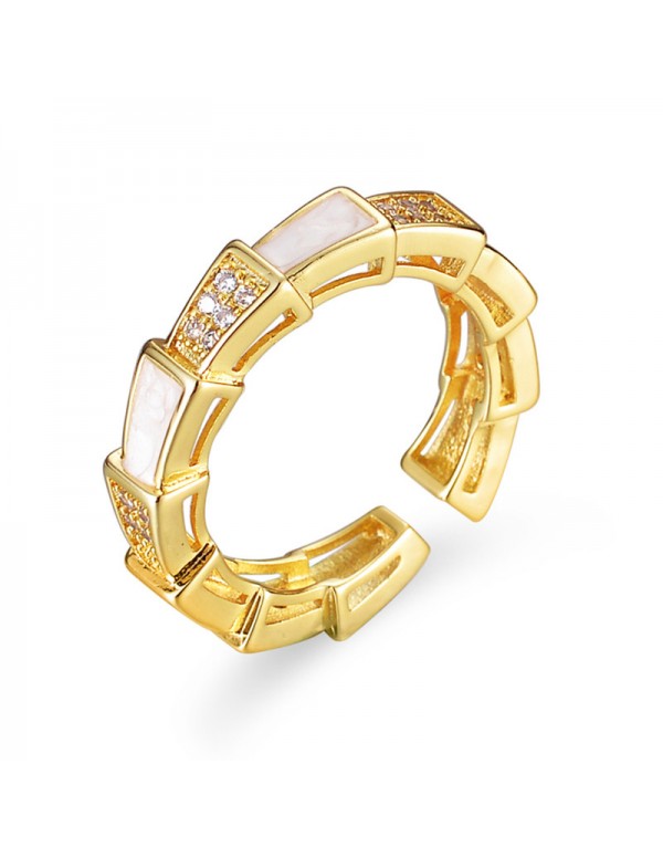 Jewels Galaxy Gold Plated Crystal Studded Contemporary Anti Tarnish Adjustable Finger Ring