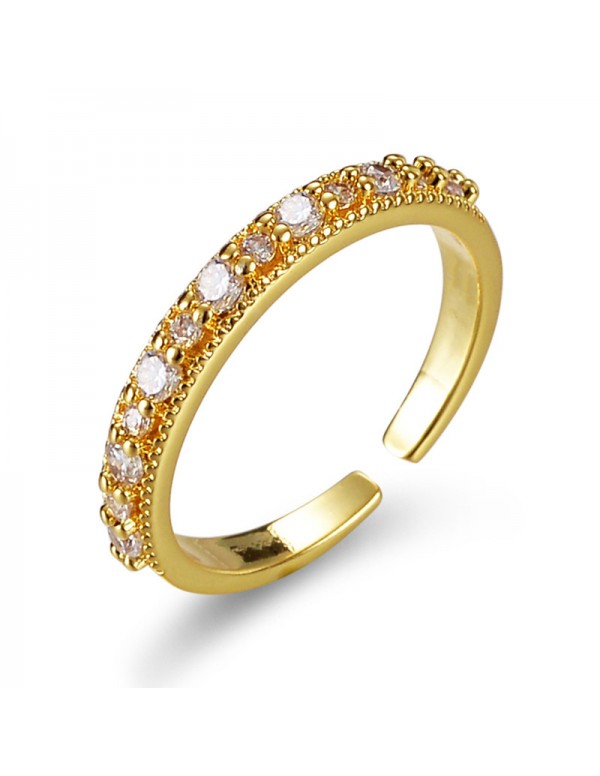 Jewels Galaxy Gold Plated Crystal Studded Contemporary Anti Tarnish Adjustable Round Finger Ring
