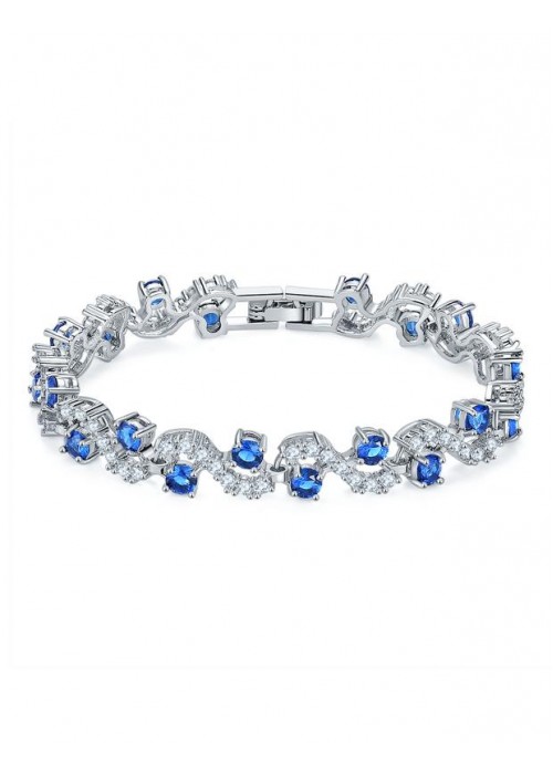 Jewels Galaxy Silver-Toned & Blue Rhodium-Plated Handcrafted Link Bracelet 3003