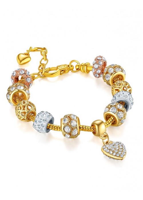 Jewels Galaxy Gold-Plated Handcrafted Stone-Studded Charm Bracelet 3181