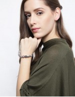 Jewels Galaxy Silver-Toned & Pink Rh...