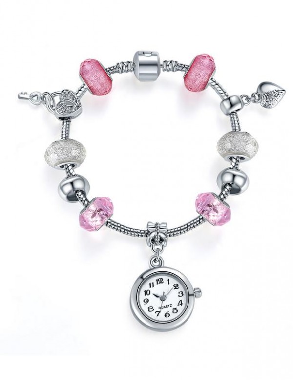 Jewels Galaxy Silver-Toned & Pink Rhodium-Plat...