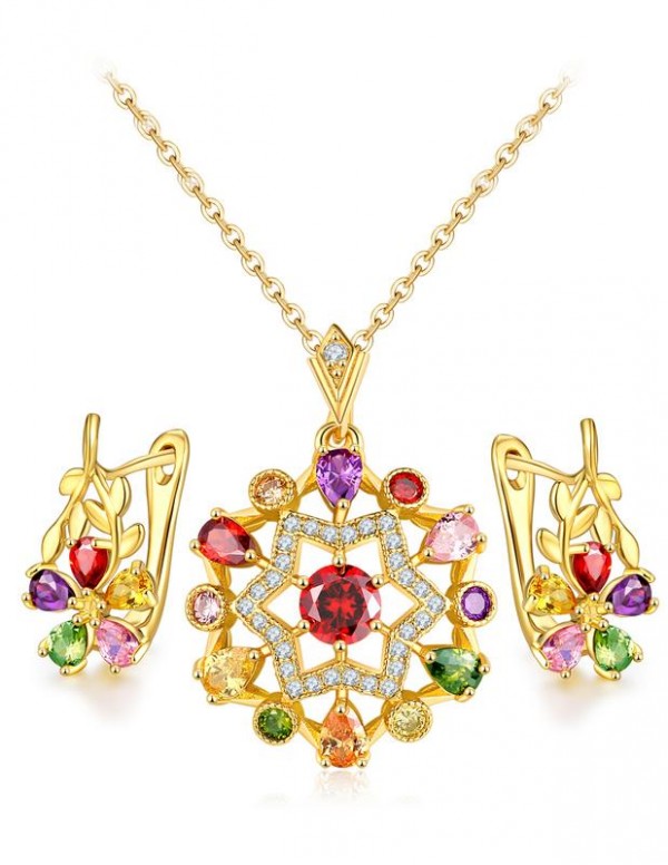 Jewels Galaxy Gold-Toned CZ Stone-Studded Jeweller...