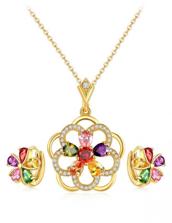 Jewels Galaxy Gold-Toned CZ Stone-Studded Jeweller...