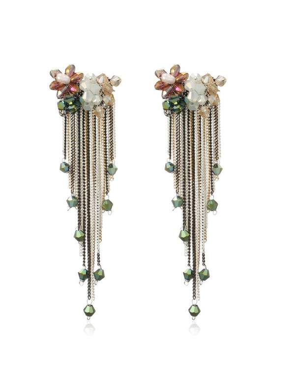 Jewels Galaxy Multicoloured Gold-Plated Handcrafted Tasseled Drop Earrings 2490