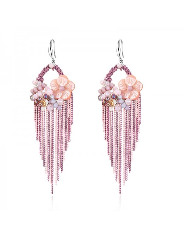 Jewels Galaxy Pink & Purple Gold-Plated Floral Drop Earrings 2494