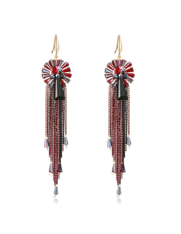 Jewels Galaxy Red & Black Gold-Plated Handcrafted Contemporary Drop Earrings 2515