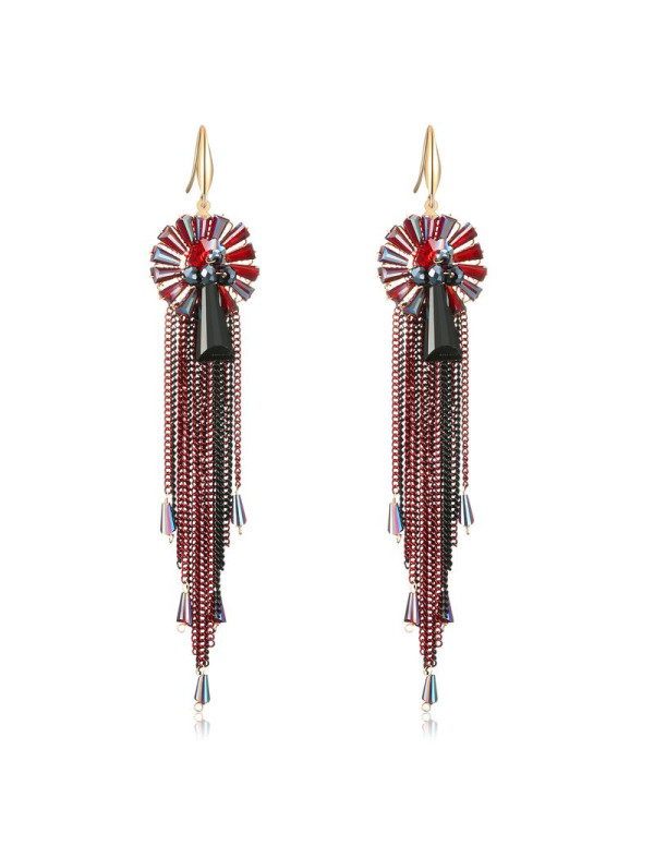 Jewels Galaxy Red & Black Gold-Plated Handcrafted Contemporary Drop Earrings 2515