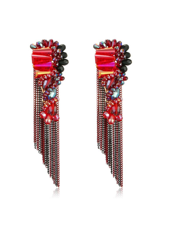 Jewels Galaxy Red & Black Gold-Plated Handcrafted Contemporary Drop Earrings 2521