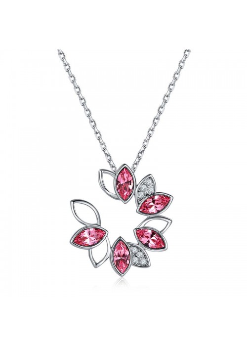 Rhodium-Plated Handcrafted Pendant with Crystals From Swarovski & Chain 27533