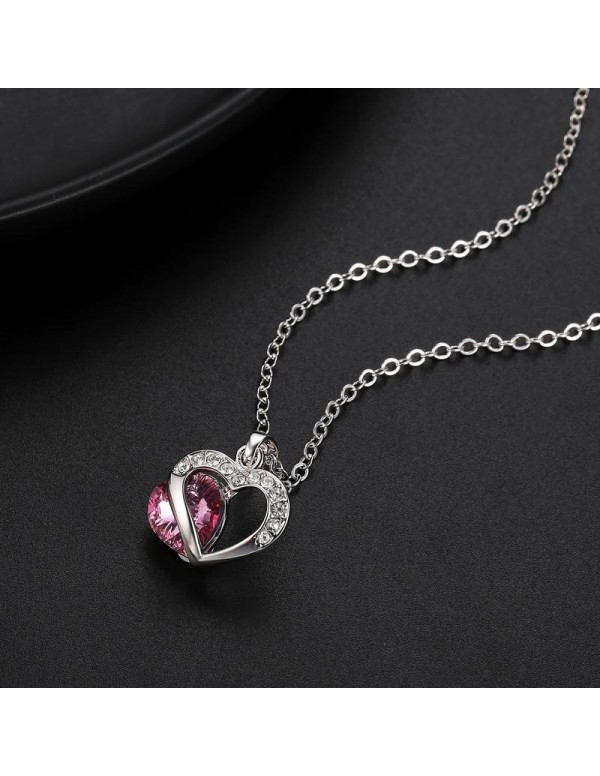 Rhodium-Plated Handcrafted Pendant with Crystals From Swarovski & Chain 27537