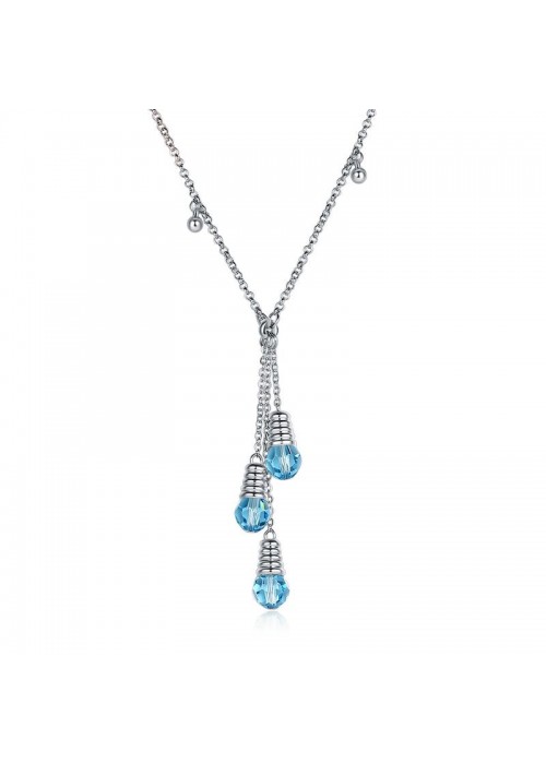 Rhodium-Plated Handcrafted Pendant with Crystals From Swarovski & Chain 27538