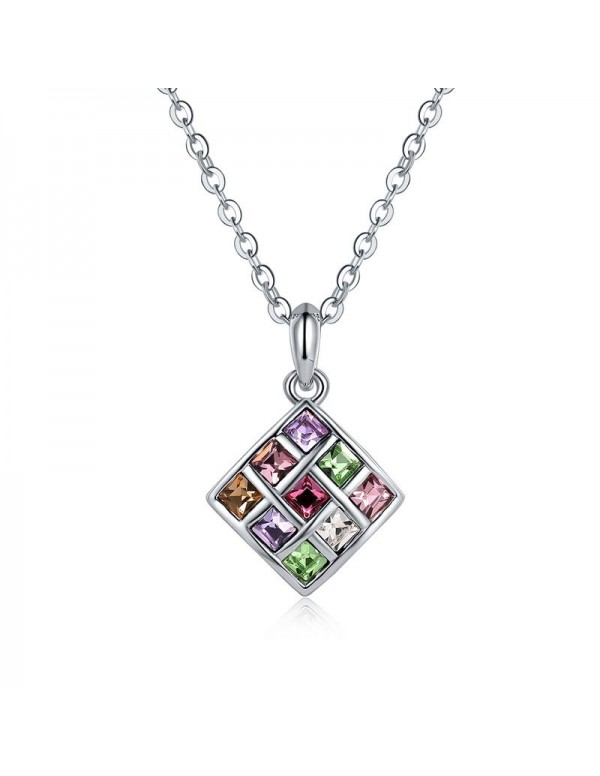 Rhodium-Plated Handcrafted Pendant with Crystals F...