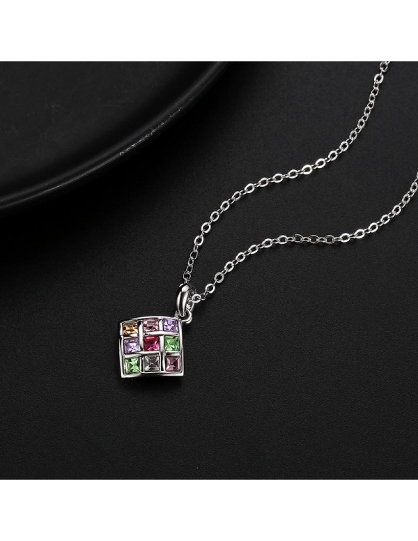 Rhodium-Plated Handcrafted Pendant with Crystals From Swarovski & Chain 27541