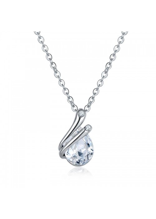 Rhodium-Plated Handcrafted Pendant with Crystals From Swarovski & Chain 27561