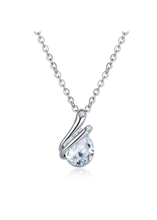 Rhodium-Plated Handcrafted Pendant with Crystals From Swarovski & Chain 27561