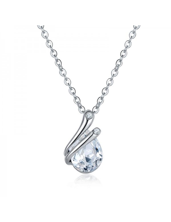Rhodium-Plated Handcrafted Pendant with Crystals F...